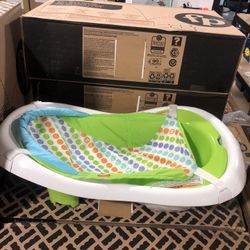 Fisher Price Baby To Toddler Bath 4-in-1 Sling N Seat Tub With Removable Infant Support And 2 Toys - Green