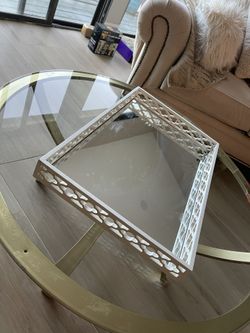 white mirrored ottoman coffee table tray