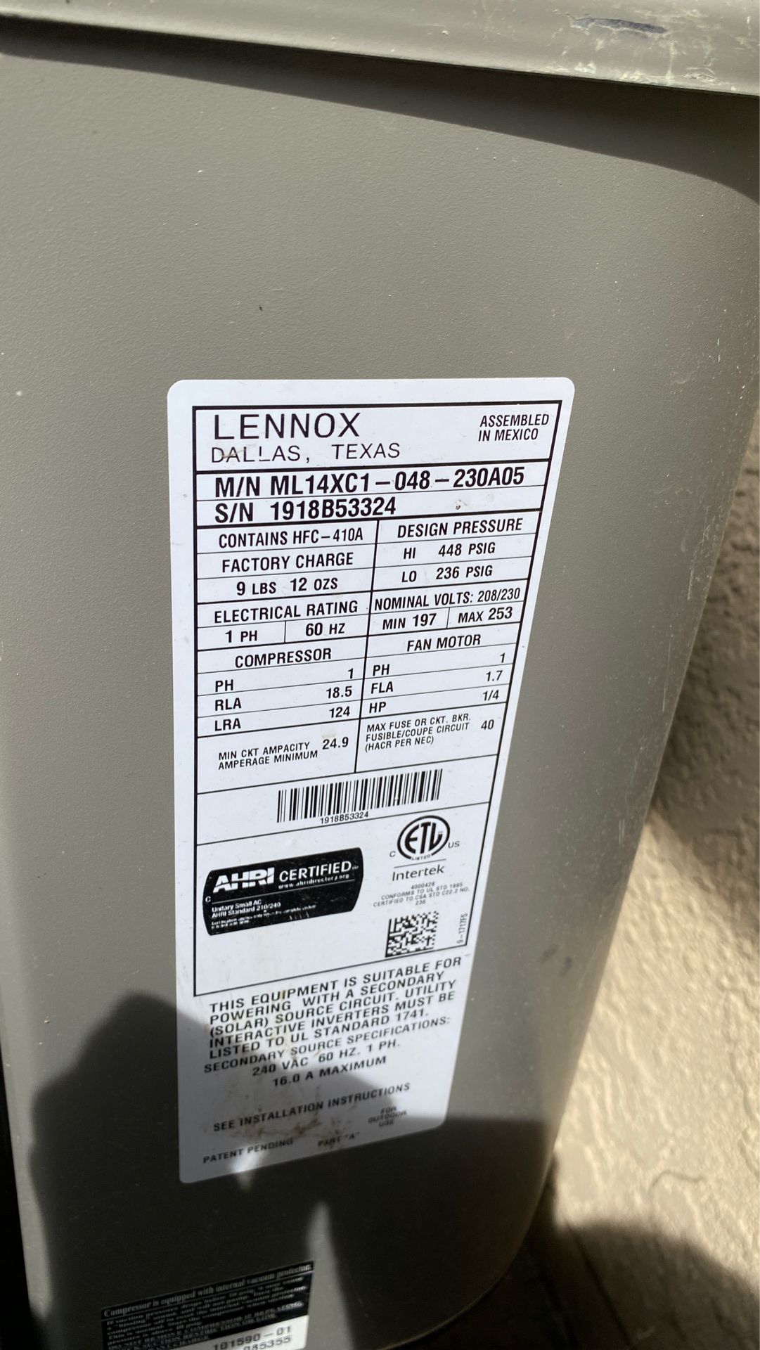 Lennox 4 ton r410a Condenser for Sale in Moreno Valley, CA OfferUp