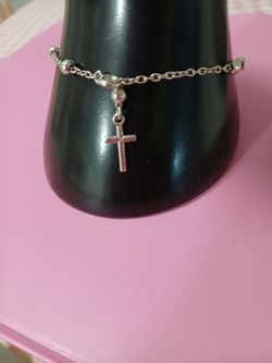 Dainty Silver Rosary Bracelet