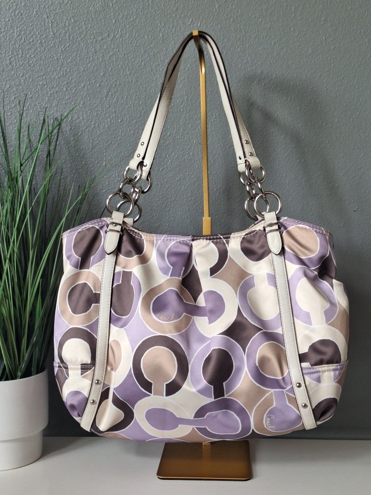Coach Poppy beige and purple Shoulder Bag