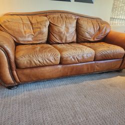FREE Camelback Vintage Leather Sofa, Chair + Ottoman