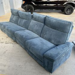 Blue Reclining Couch 