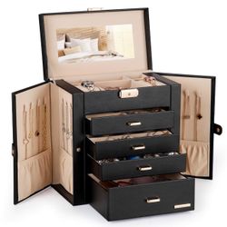 Large Jewelry Box With Lock + Keys And Mirror