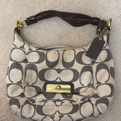 Authentic Coach Kristin Signature Linen Hobo Bag