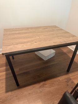 Wood Top Dining Table with Metal Legs