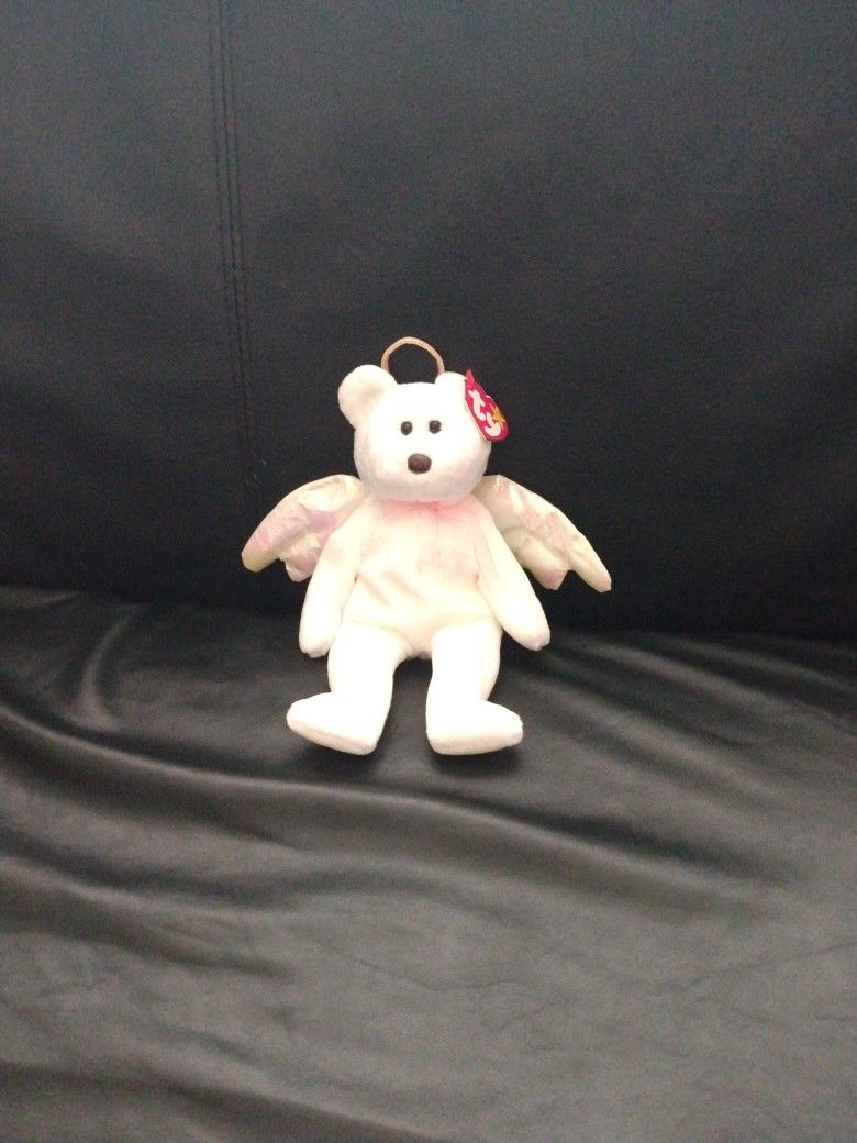 RARE 1998 Retired TY Halo Angel Beanie Baby With Brown Nose