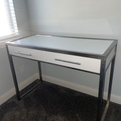 White Glass Top Counter Height Desk