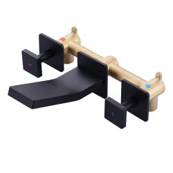 Double Handle Solid Brass Wall Mounted Bathroom Faucet