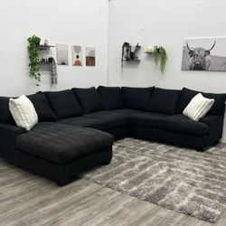 Living Spaces Black Sectional Couch - Free Delivery 