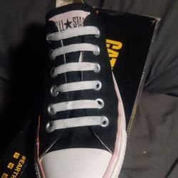 Converse 5.5 Mens Or 7.5 Womens Black With Pink Trim Size 