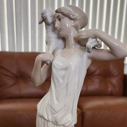 NAO By Lladró Porcelain Figurine - Lady & Bay Sheep