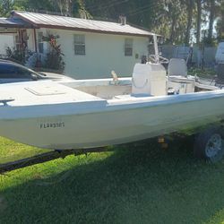 1974 Arrow Glass 14 Ft Skiff And 50 HP Outboard