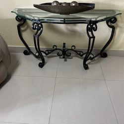 WROUGHT IRON CONSOLE TABLE 