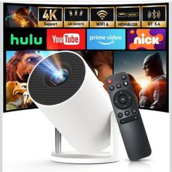 [Built-in Apps & 2025 Upgraded] Mini Projector with Wi-Fi 6 & Bluetooth 5.4, 1080P 4K Support Full HD, Auto Keystone 360° Portable Home Cinema Smart P