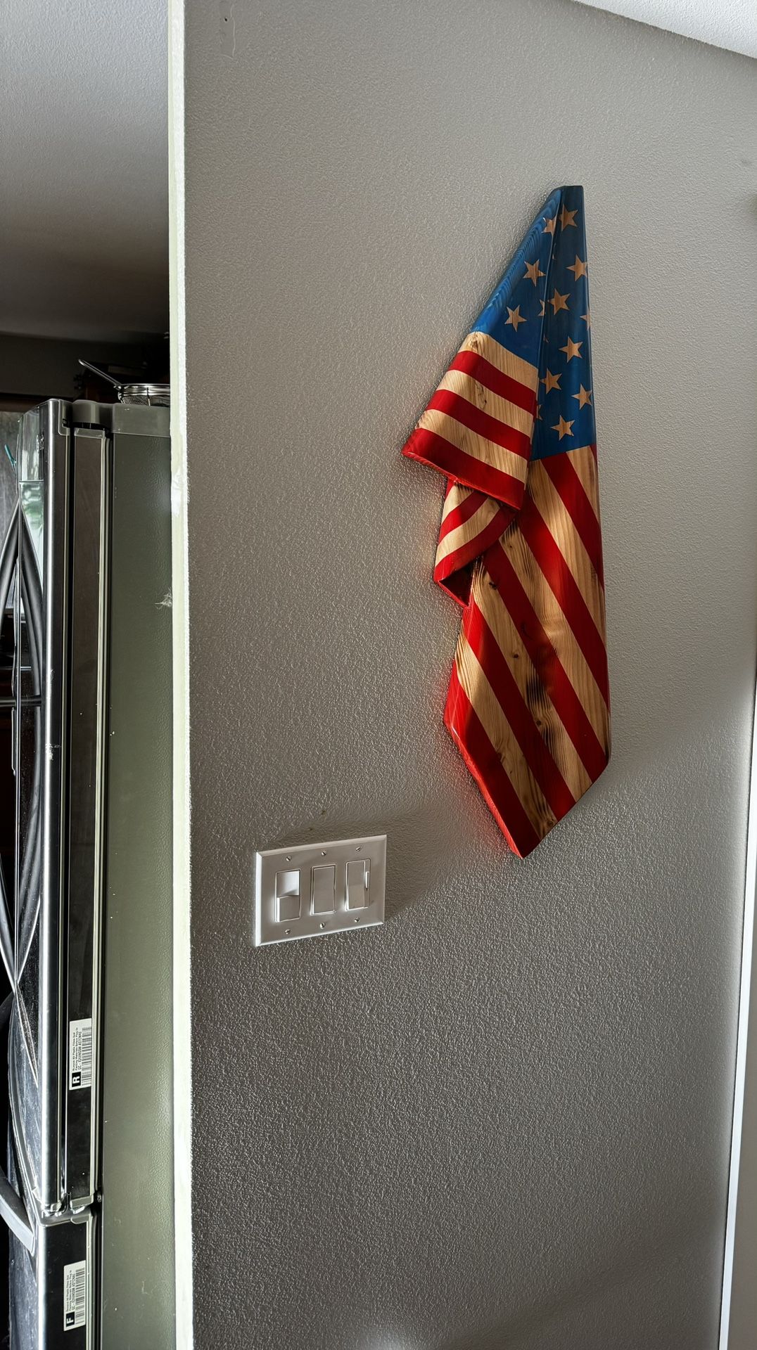 Wooden Draped American Flag