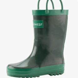 OAKI Kids Waterproof Rubber Rain Boots with Easy-On Handles, Size: 6T