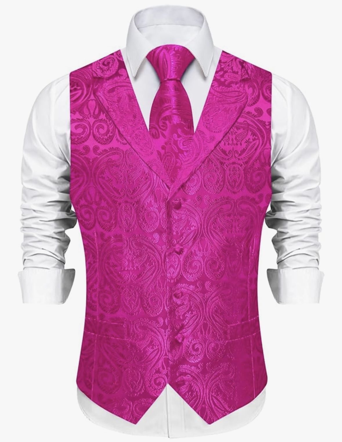 Dibangu Men’s Paisley Vest and Tie Set Silk Formal Suit Waist Coat Bow Tie Set