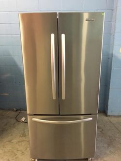 Stainless Steel Kitchen Aid French Door Refrigerator 33" Wide