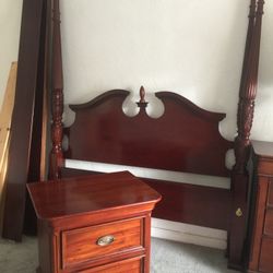 3 pieces Queen Size Bed set Heavy Solid Wood very good condition