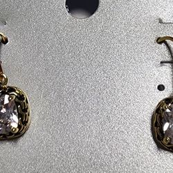 Fine Silver Plate Gold Tone CZ Earrings 