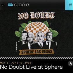 Two Tickets To No Doubt At The Sphere In Las Vegas