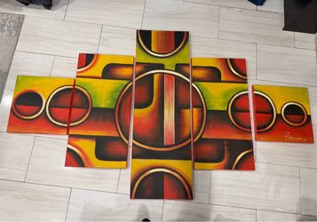 5 piece Abstract Multi-Panel Painting on Canvas