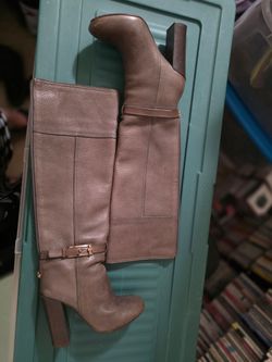 Tory Burch Toryburch Grey Leather knee high boots women size 5.5 M