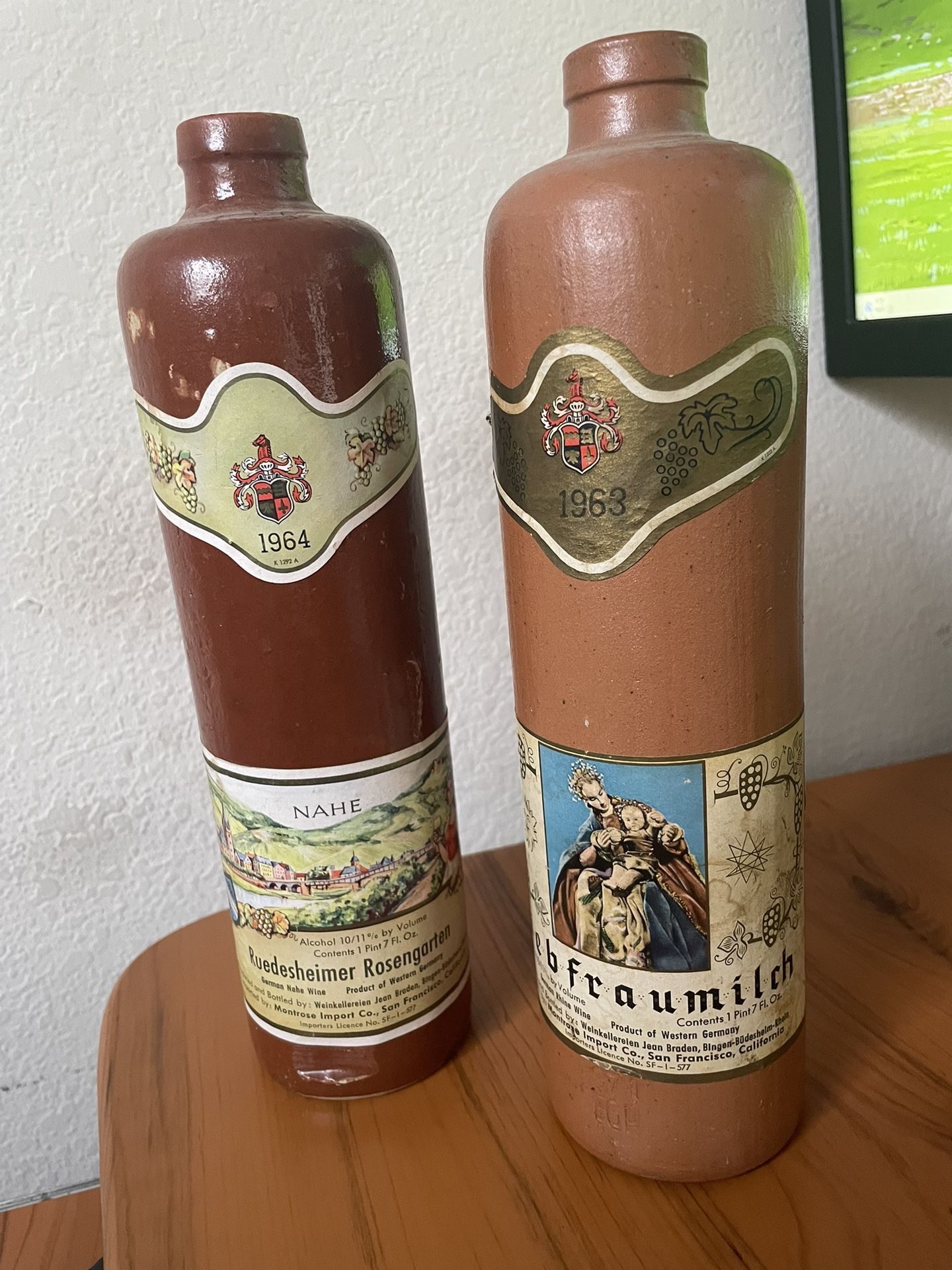 vintage empty german wine bottles 1960s