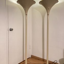 70s Art Deco Tri-Torchiere Floor Lamps