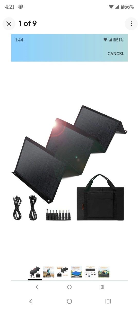 Keshoyal Portable Solar Panel – 60W Foldable Solar Panels with 5V USB and 18V...