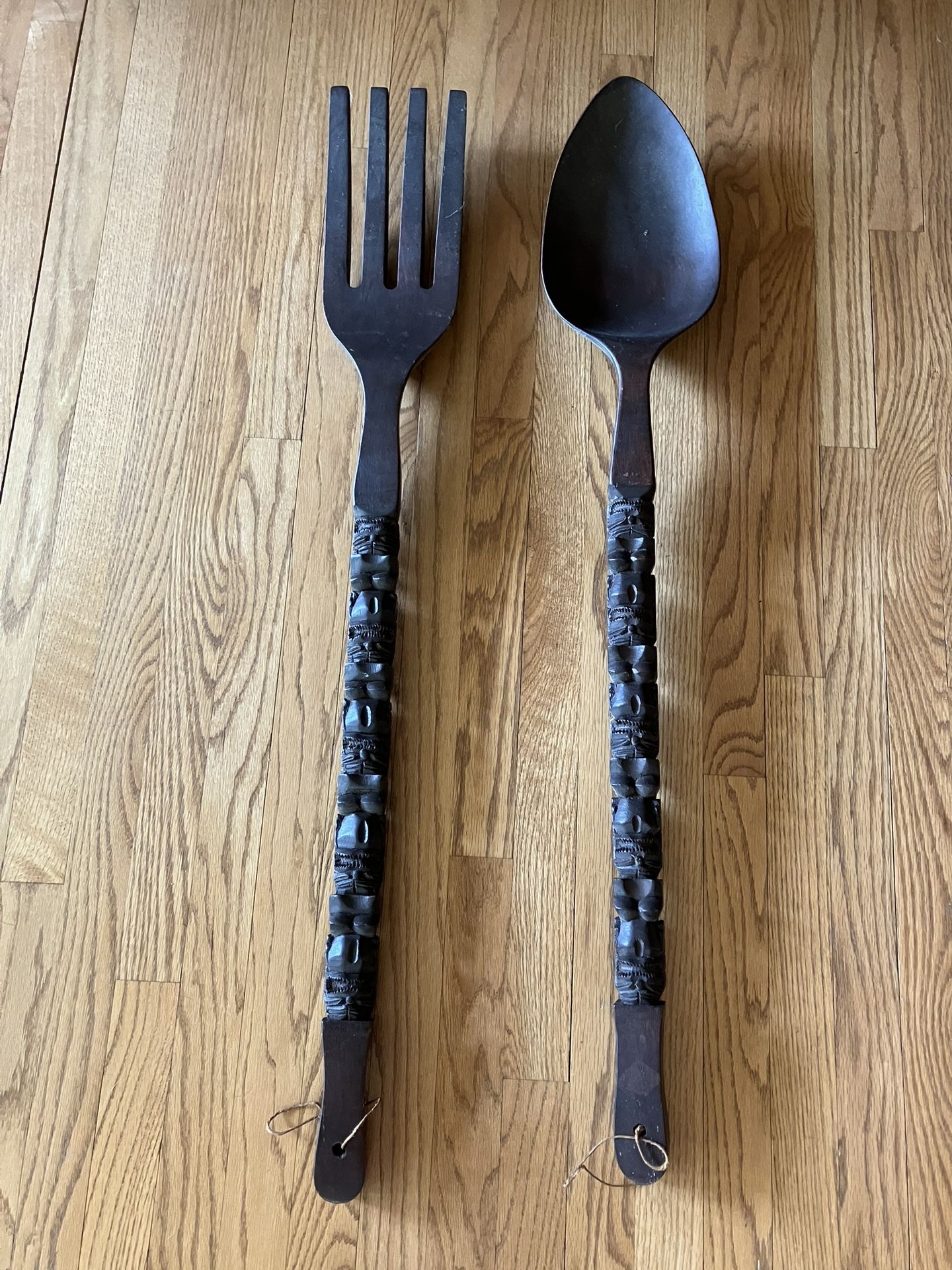 Wooden Carved Fork and Spoon