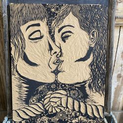 Hand Made Scratched In Board Wall Art One Of A Kind