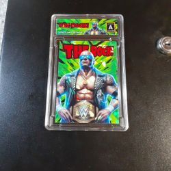 The Rock Slab Green Cracked Ice REFRACTOR Original Art Novelty Card 