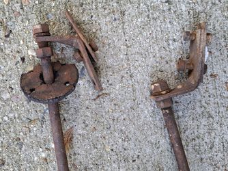 Antique Automobile tire mounting brackets, pair!