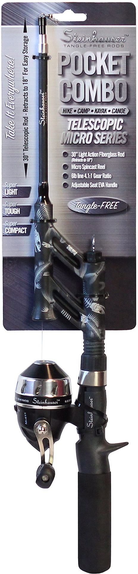 Fishing Rod and Spincast Reel Combo Micro Series - Tangle Free, Ultralight and Super Compact