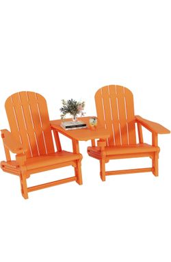 Textured Plastic Outdoor Chairs w/Cup Holders for Garden Backyard Pool,Orange ‼️ NEW IN BOX
