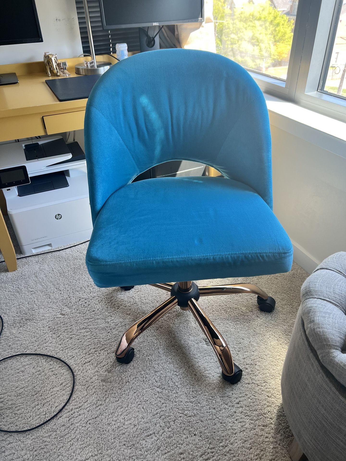PRICE DROP! Beautiful Suede Turquoise Desk Chair! (Barely Used) 