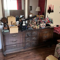 Two mirror dresser and two nightstands matching