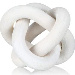 3 Link Wood Knot Decor - Hand Carved Coffee Table Decoration, Boho Chain Link Decor, Modern Shelf, Rustic Objects for Home Living Room Bedroom(White)