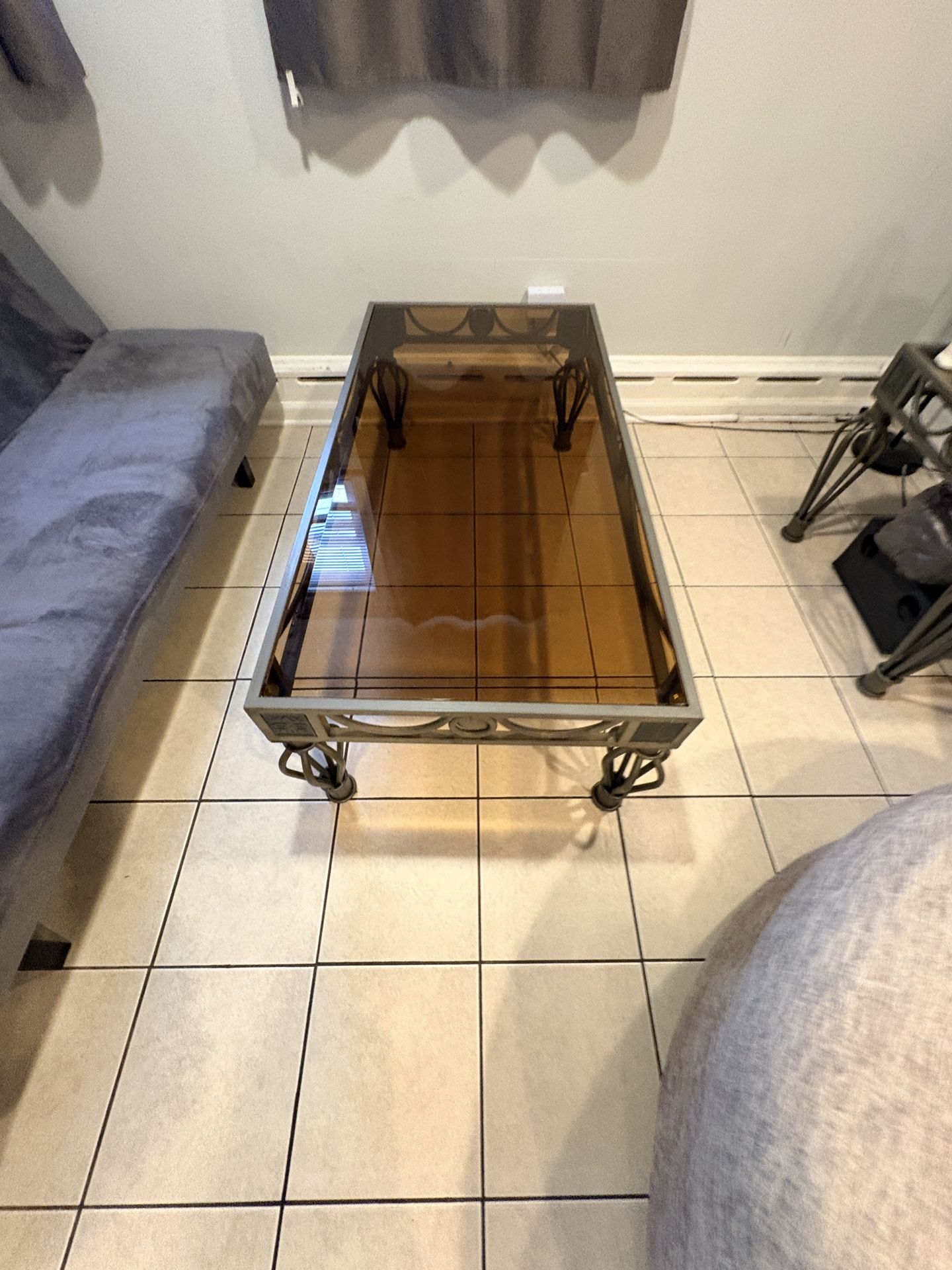 Glass Coffee Table, And Matching End Table