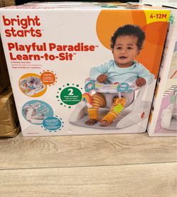 New Bright Starts Unisex Learn-to-Sit 2-Position Floor Seat - Playful Paradise for Infants
