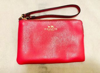 Coach pink leather wristlet wallet clutch