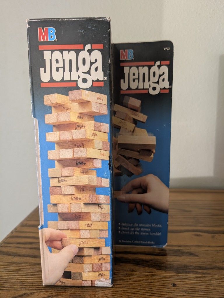 Vintage JENGA 1986 1st Edition Milton Bradley Wood Block Party Game first Edition Never Used