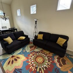 Black Fabric Couch And Loveseat