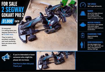 Segway Ninebot GoKart Pro - 2 Like new