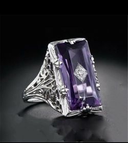 Amethyst Purple Wedding Engagement Ring sizes 6/7/8/9/10