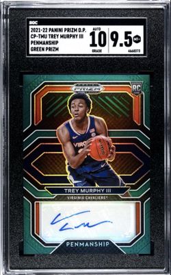 2021 Prizm Draft Trey Murphy III Penmanship Green Rookie Auto SGC 9.5 AUTO 10