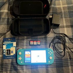 NINTENDO SWITCH LTE WITH GAMES,CARRYING CASE,MEMORY CARD AND CORDS