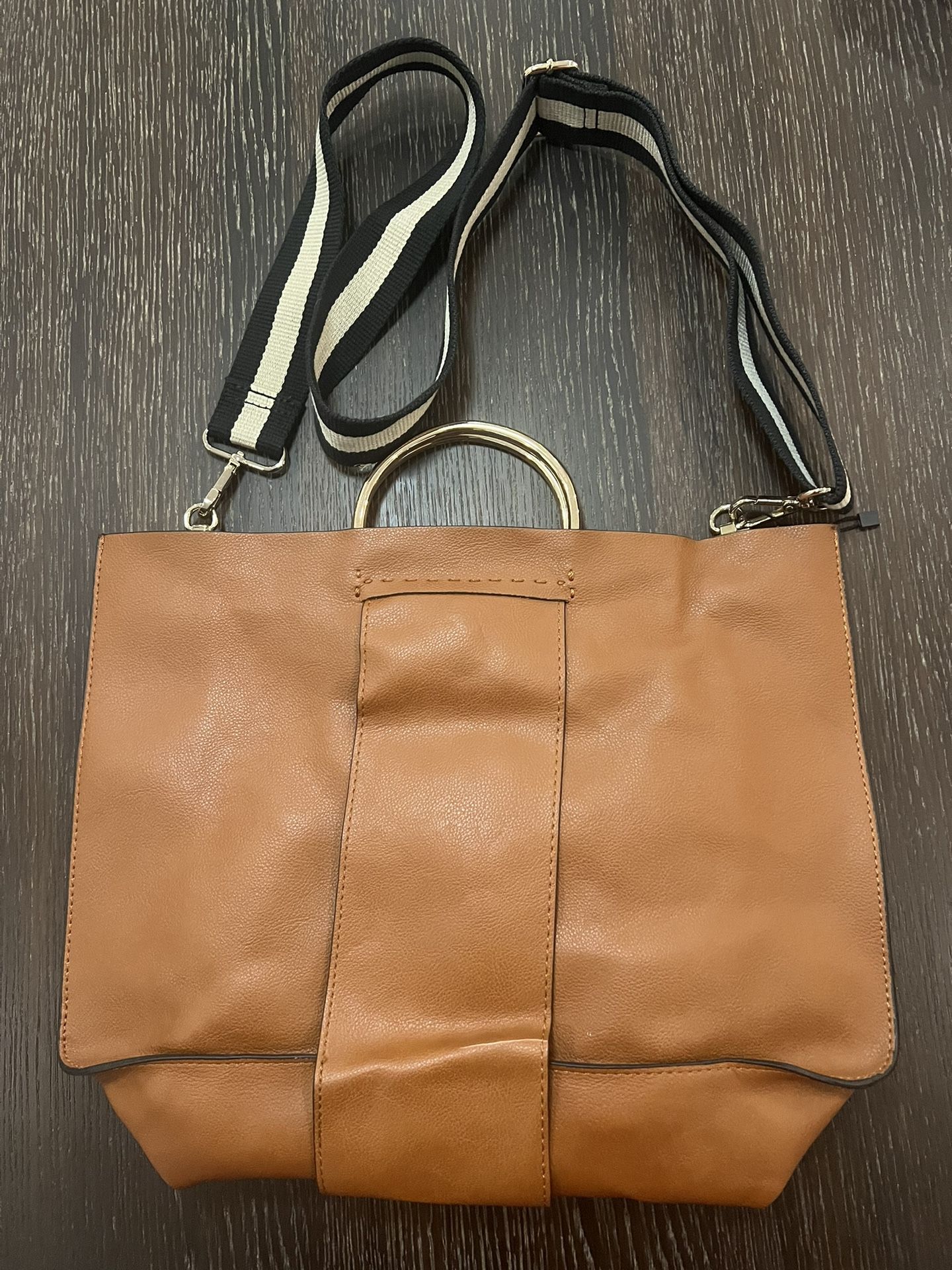 Zara Brown Leather Purse With Strap